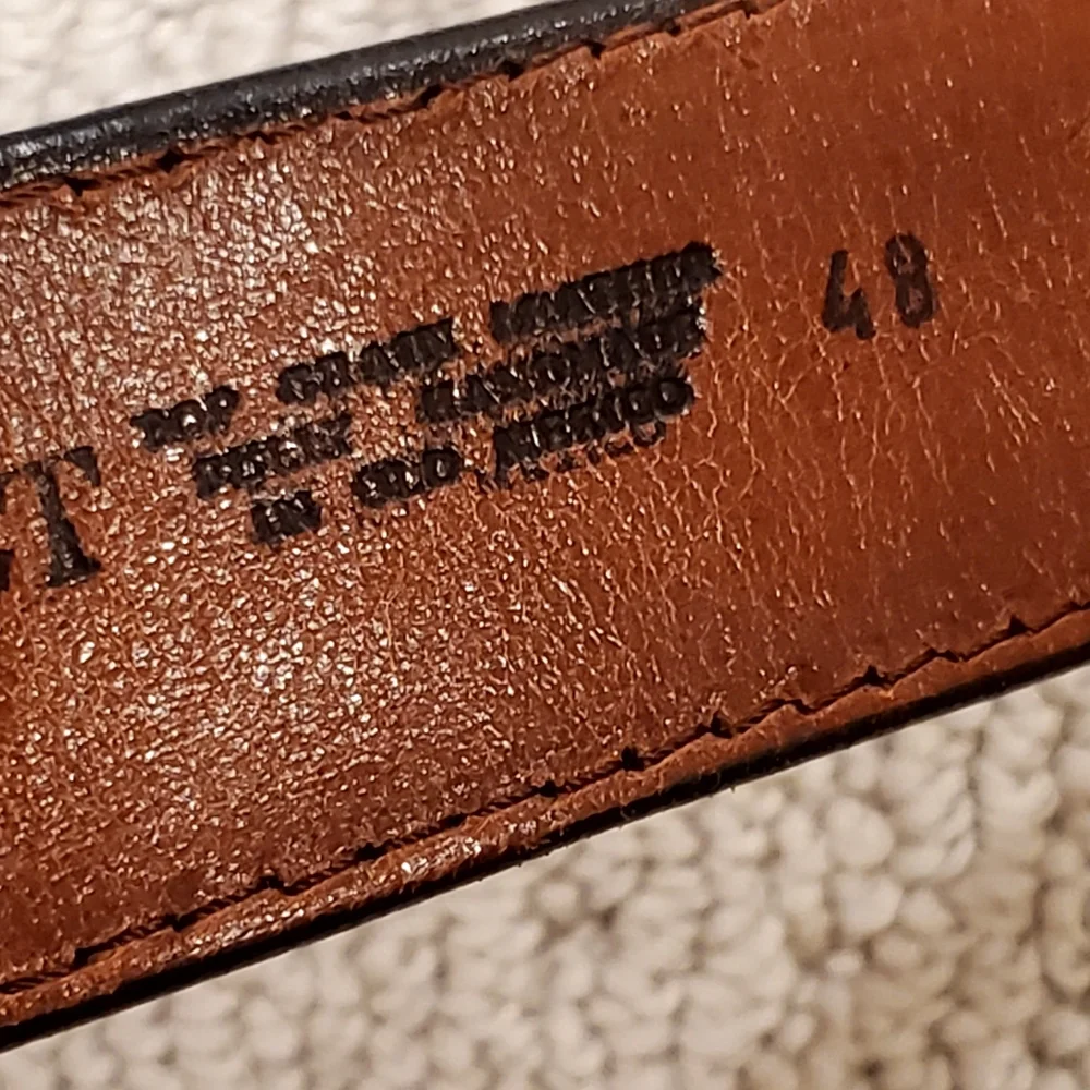 Vogt Russet Brown Hand Tooled Acorn/Leaf Leather Belt, 48